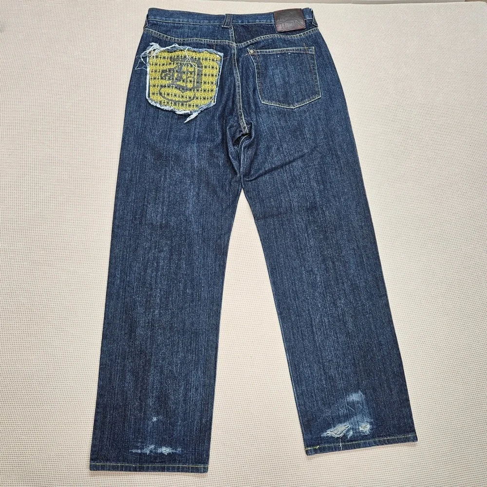 Vintage Don Baggy Jeans‎ Mens 34x32 Dark Wash Wide Leg Y2K Streetwear Distressed